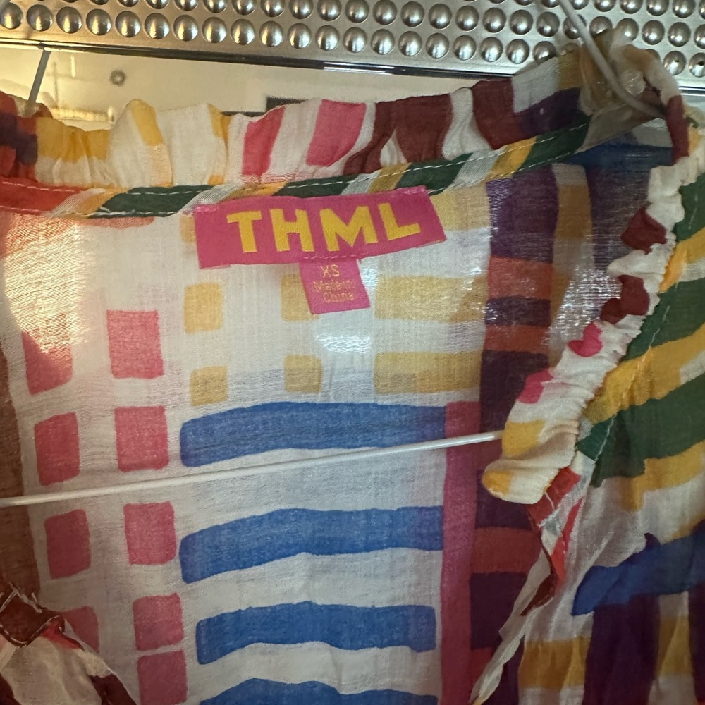 THML Willow Colorful Striped Women's Top with Puff Sleeves Size XS - Picture 3 of 4
